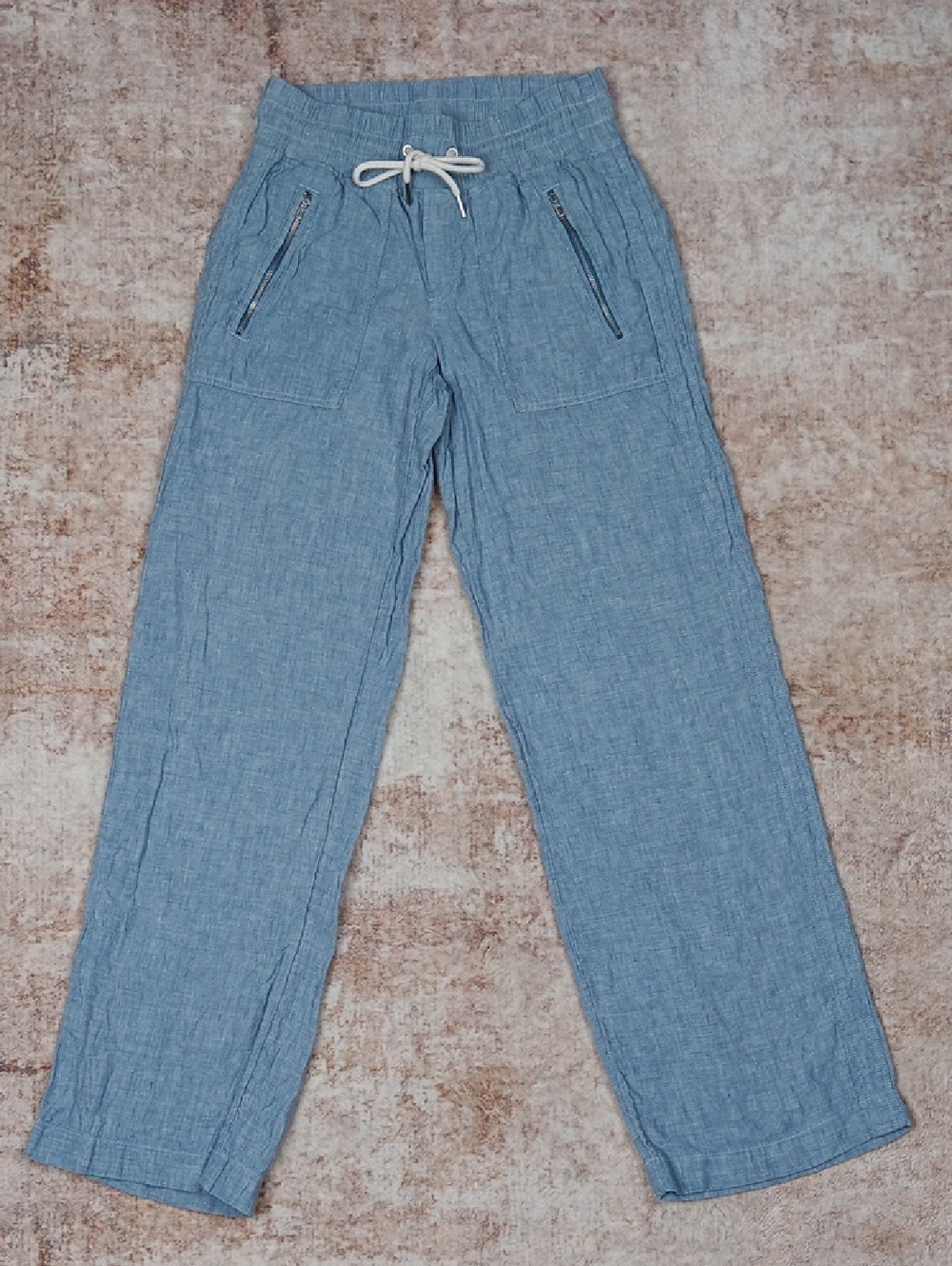 Athleta Cabo Linen Wide Leg Pants Blue Size 0